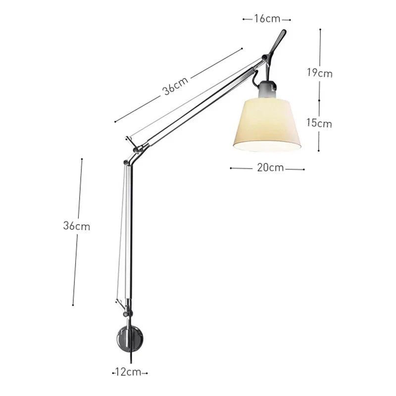 مصباح حائطي DecorBites™ قابل للتعديل من الألومنيوم مع ذراع تأرجح طويل للسرير والدراسة