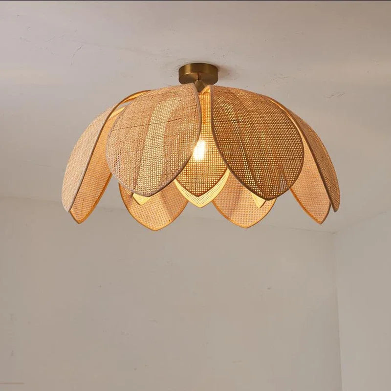 DecorBites™ Handmade Rattan Petal Pendant Light with Chinese Style Design for Living & Dining Rooms