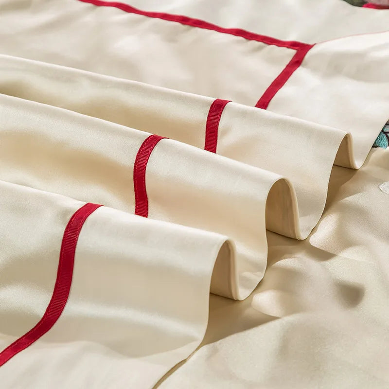 طقم أغطية سرير من القطن المصري مطرز من DecorBites™ 200S - مقاس كوين كينج