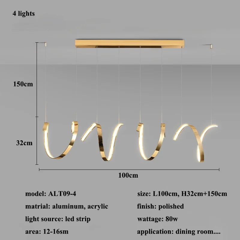 DecorBites™ Gold Irregular LED Pendant Lights for Modern Living & Dining Room Lighting