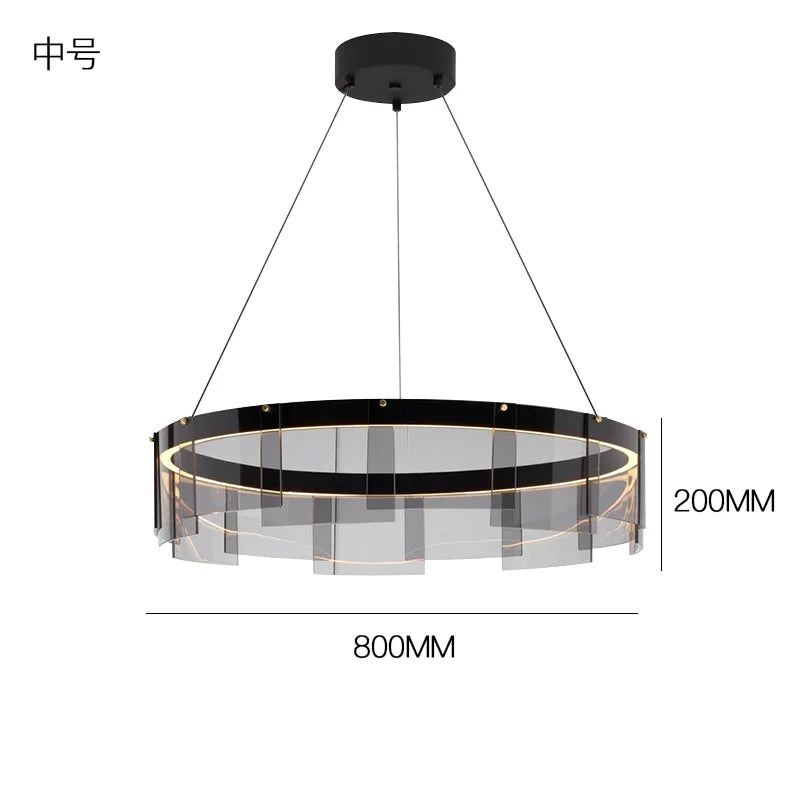 DecorBites™ Glass Circle LED Pendant Light: Stratos Luxury Chandelier for Kitchen Island