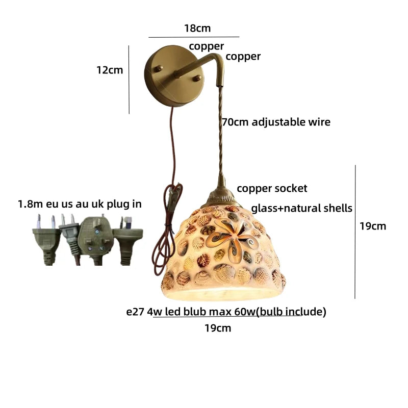 DecorBites™ Amber Glass LED Wall Lights Modern Plug In Adjustable Sconce for Home Décor