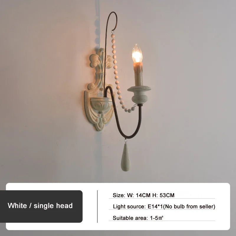 DecorBites™ مصباح حائط ريفي فرنسي لغرفة المعيشة وغرفة النوم بتصميم كلاسيكي