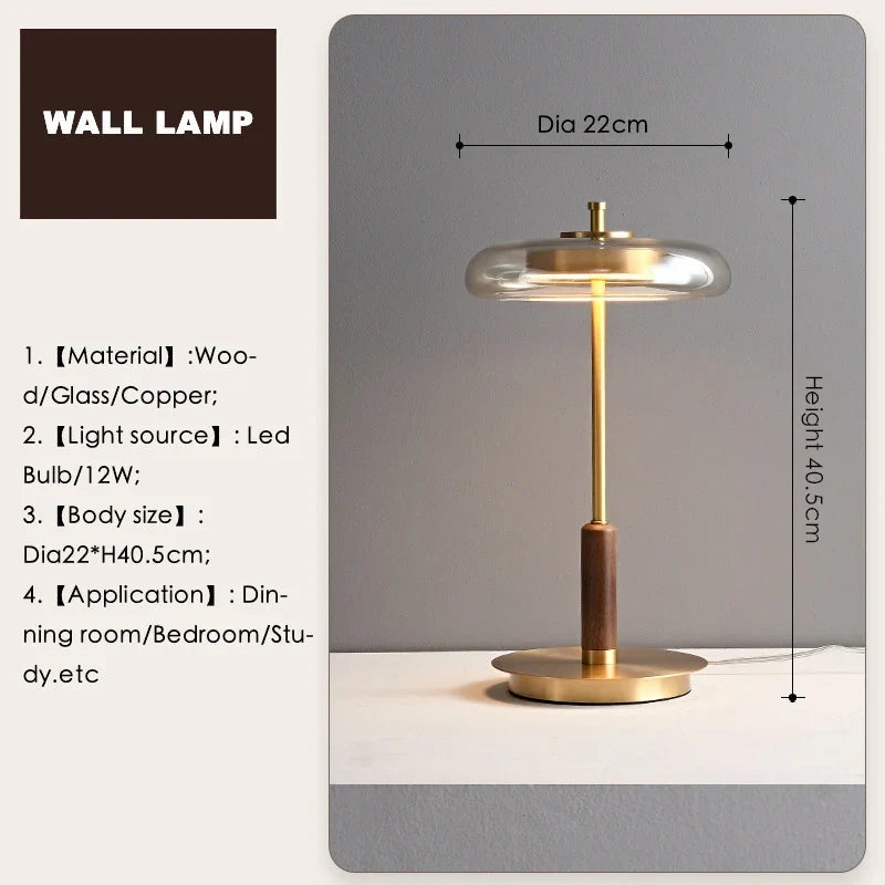 DecorBites™ Gold Lustre Glass Mushroom Table Lamp for Bedroom Living Room Study