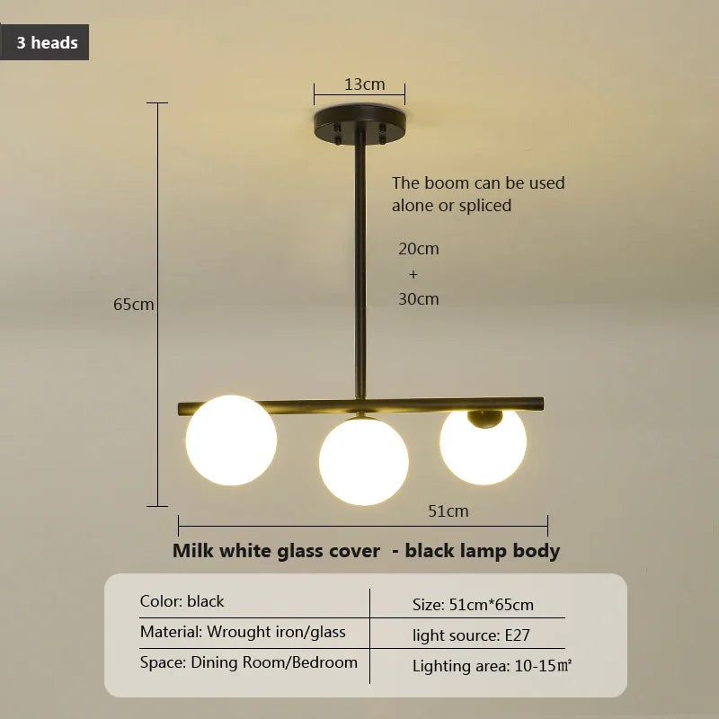 DecorBites™ Glass Balls Chandelier: Stylish Suspension Lighting for Dining Room, Kitchen, and Office