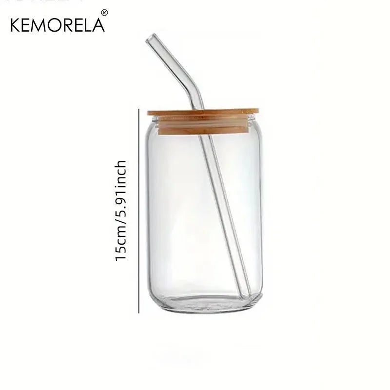 DecorBites™ 17oz Glass Tumbler Cups with Glass Straw - Set of 1/2/4
