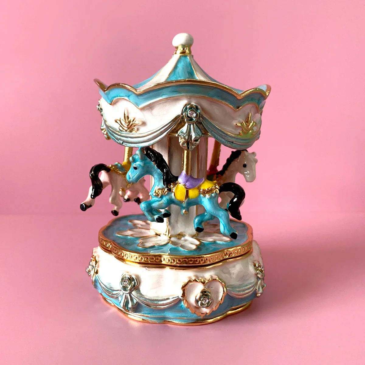 DecorBites™ Carousel Horse Figurine Trinket Box Hand Painted Collectible Ornament