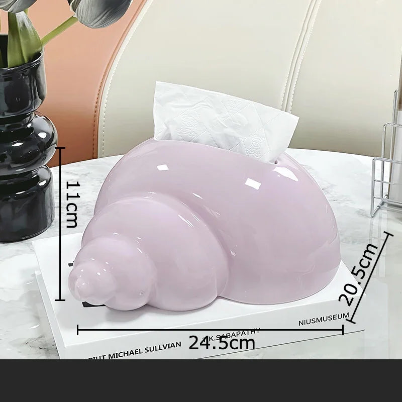 DecorBites™ Conch Ceramic Tissue Box - Chic Desk Decoration and Coffee Table Accessory