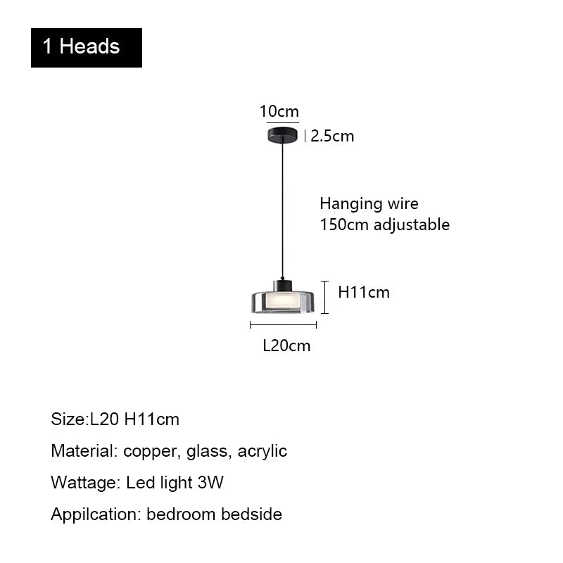 DecorBites™ Glass LED Chandelier: Modern Minimalist Copper Pendant Light for Living Room & Bedroom