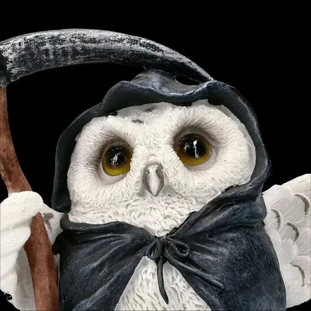 DecorBites™ Gothic Owl Reaper Sculptures Grim Statue Halloween Home Decor