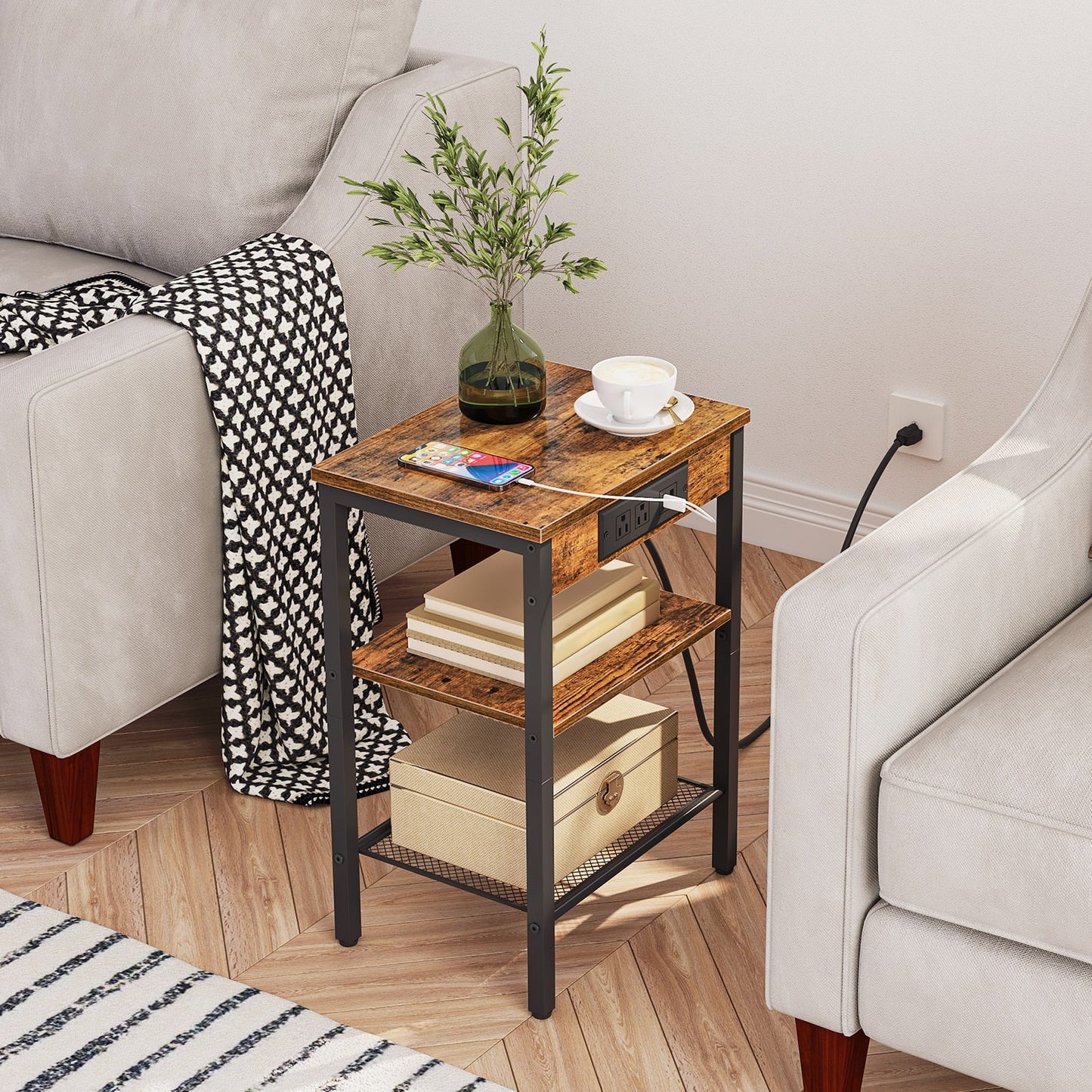Kristian - Nightstand with Charging Station Small Nightstand