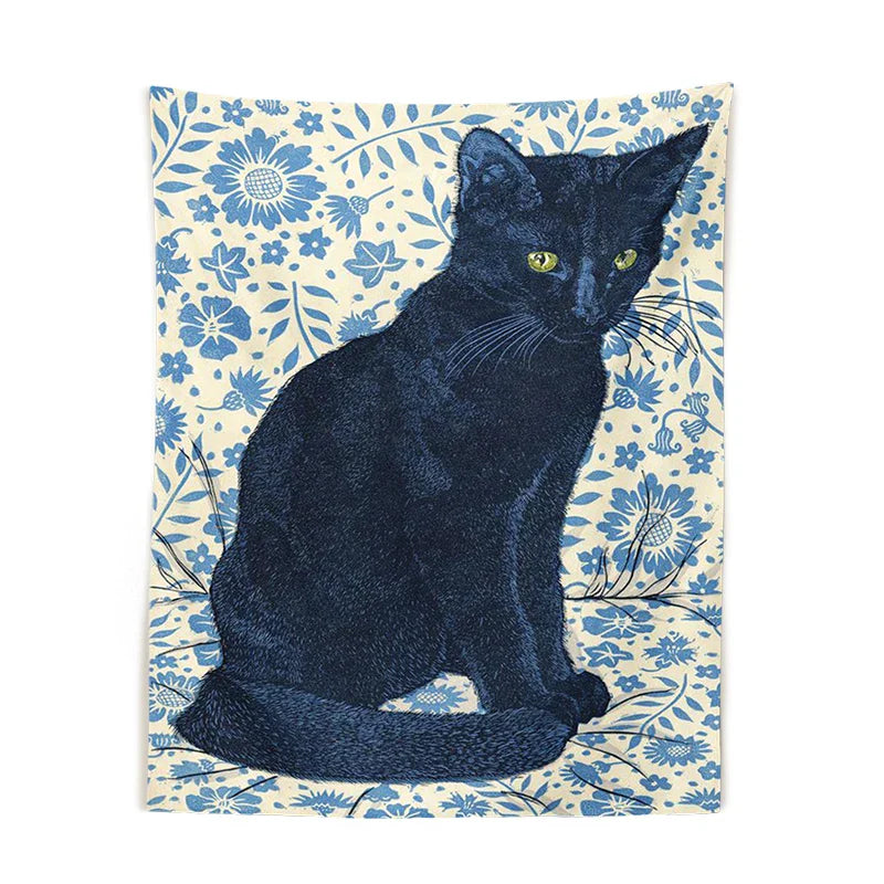 DecorBites™ Black Cat Tapestry Wall Hanging: Tarot Witchcraft Baphomet Occult Home Decor