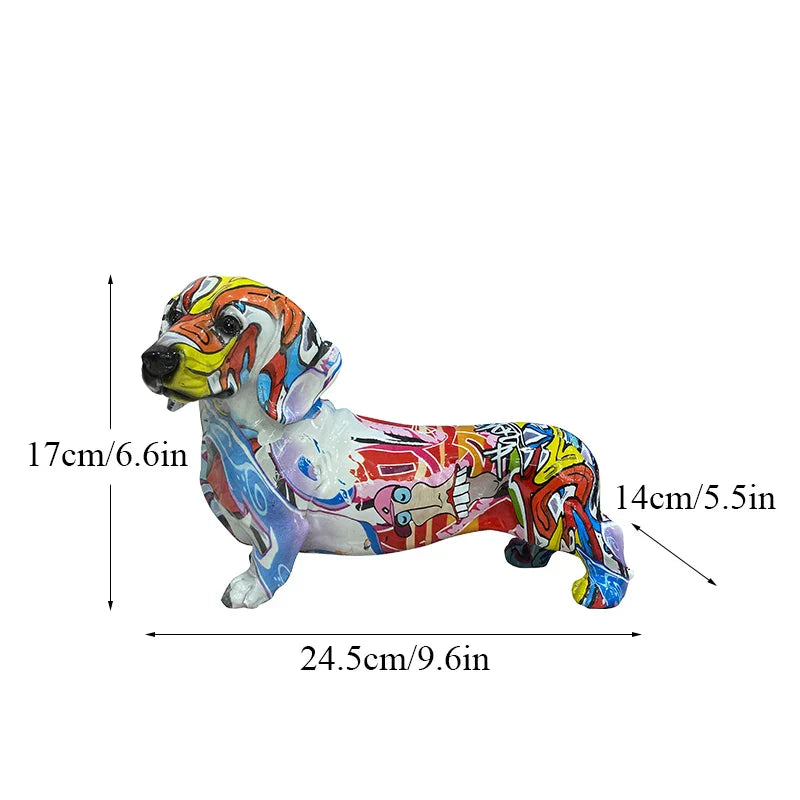 DecorBites™ Dachshund Dog Resin Graffiti Art Figurine for Home Interior Collection