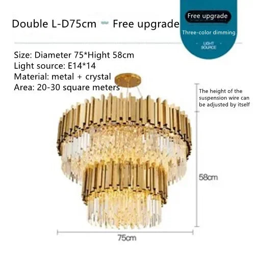 DecorBites™ Crystal Ceiling Lamp: Modern Luxury Gold Round LED Living Room Lighting Fixtures