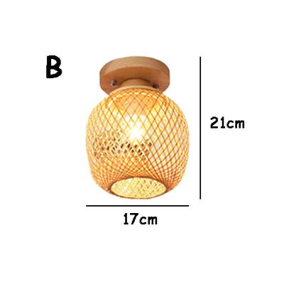 DecorBites™ Bamboo Birdcage Ceiling Light: Handwoven Nordic Wood Art Fixture