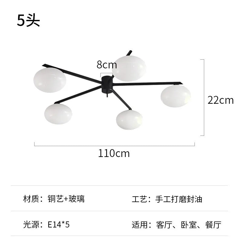 ديكوربايتس™ - وحدة إضاءة LED حديثة للسقف من النحاس اللامع باللونين الأسود والذهبي لغرفة المعيشة/المطبخ/الشرفة