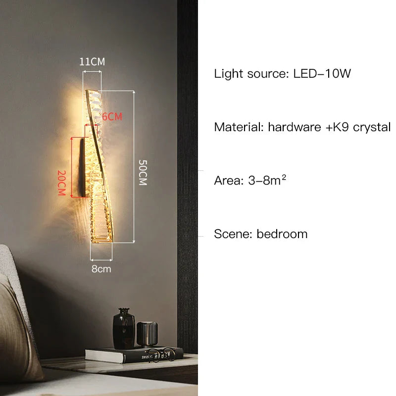 DecorBites™ Crystal Luxe Wall Sconce - Glamorous Bedroom & Bathroom Lighting