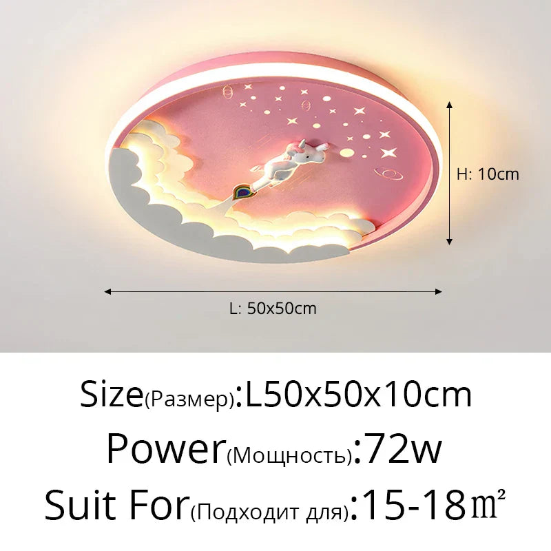 DecorBites™ Kids' Cartoon Unicorn Rocket LED Ceiling Light for Bedroom Study Room