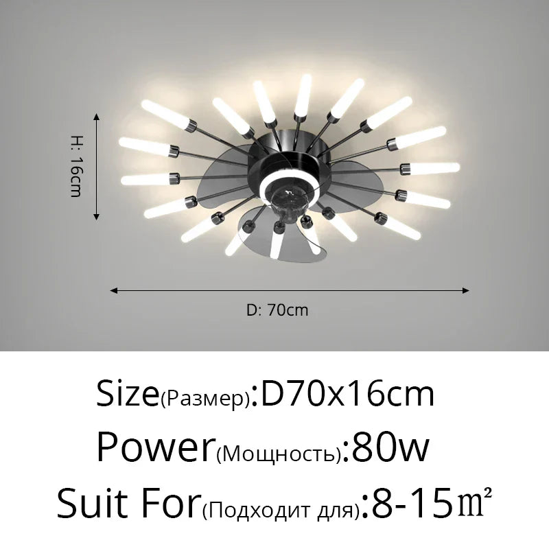 DecorBites™ 2023 Modern Chandelier Ceiling Fan Lights for Living Room Bedroom Upscale Decor