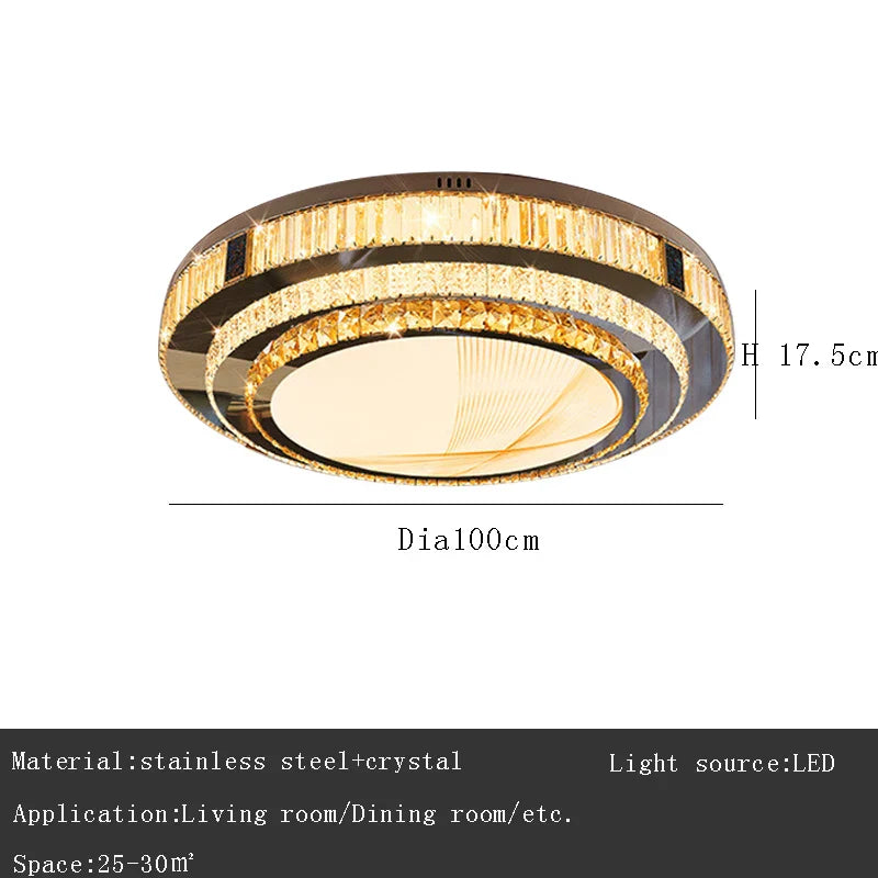 DecorBites™ Gold Ceiling Lamp | Modern Rectangle Crystal Bedroom Living Room Light