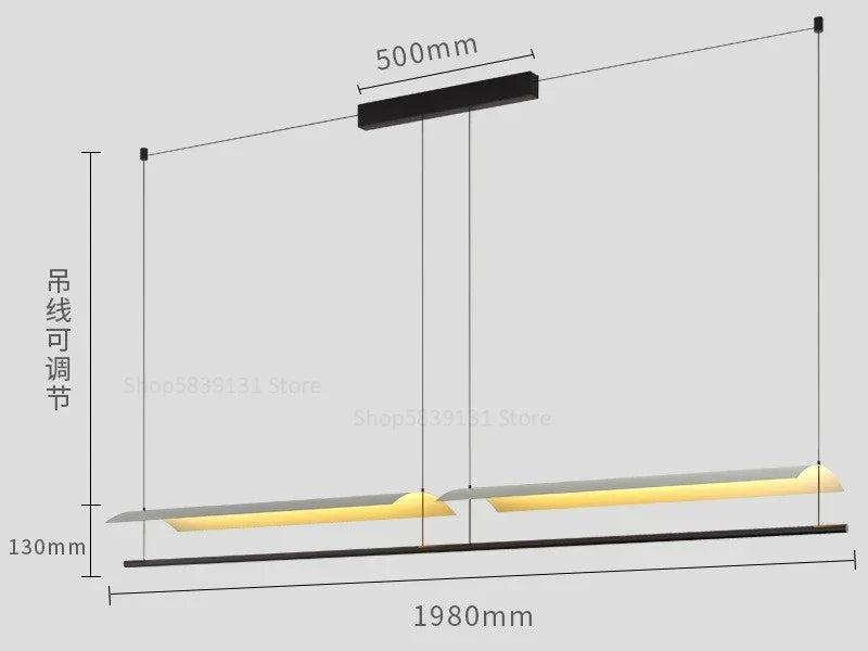 DecorBites™ LED Iron Art Chandelier: Nordic Minimalist Design with Long Lights for Office