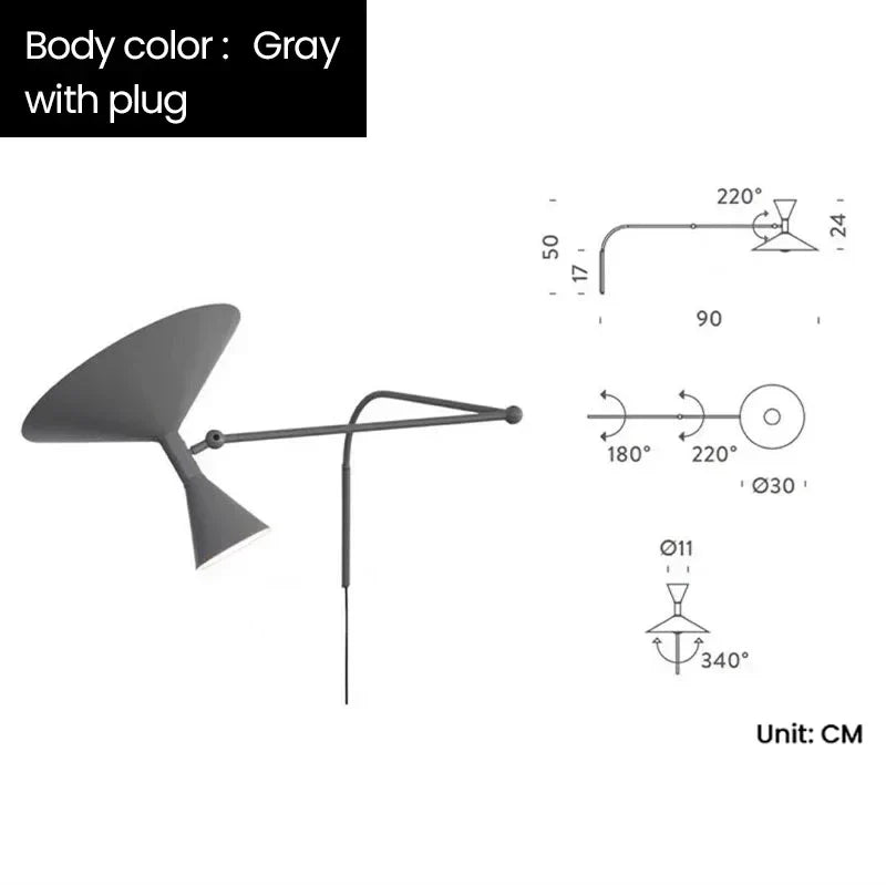 Aplique de pared giratorio DecorBites™ de diseño industrial para sala de estar y dormitorio