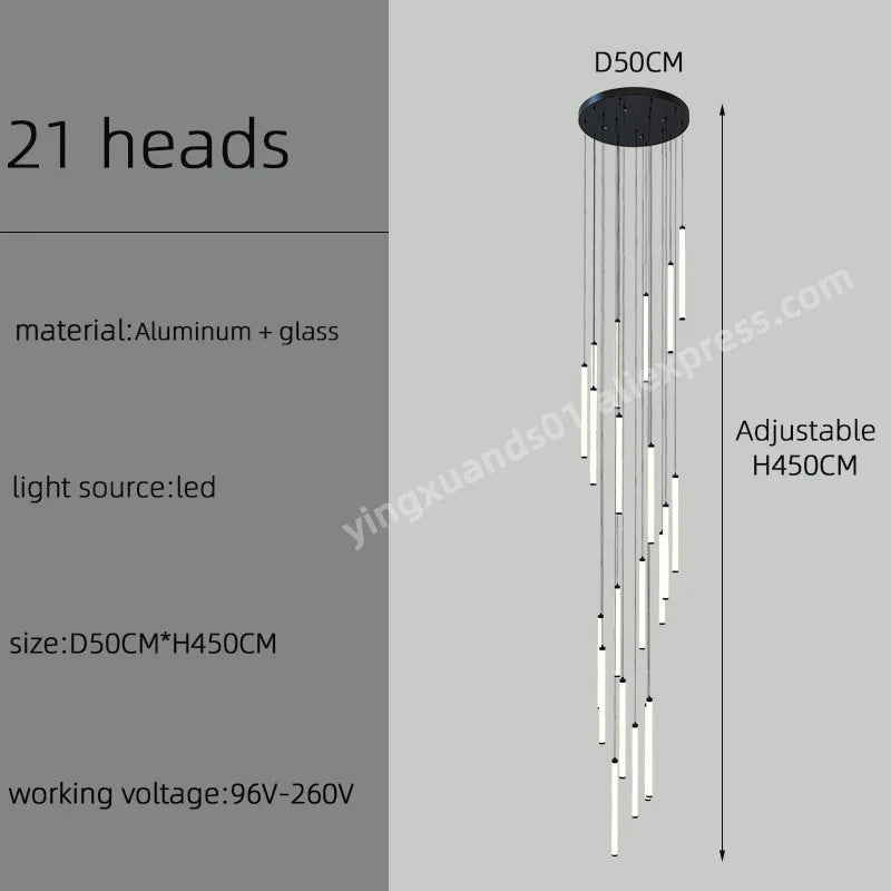 DecorBites™ LED Staircase Chandelier for Home Hotel Hall Lighting