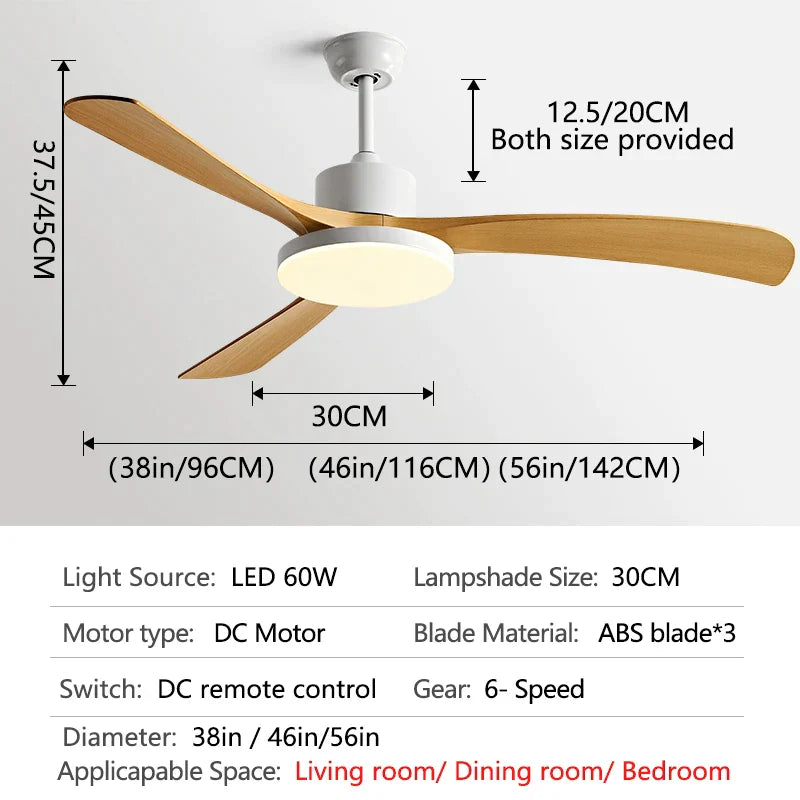 DecorBites™ 56 Inch 3-Leaf Fan Light with Remote Control for Modern Restaurant Settings