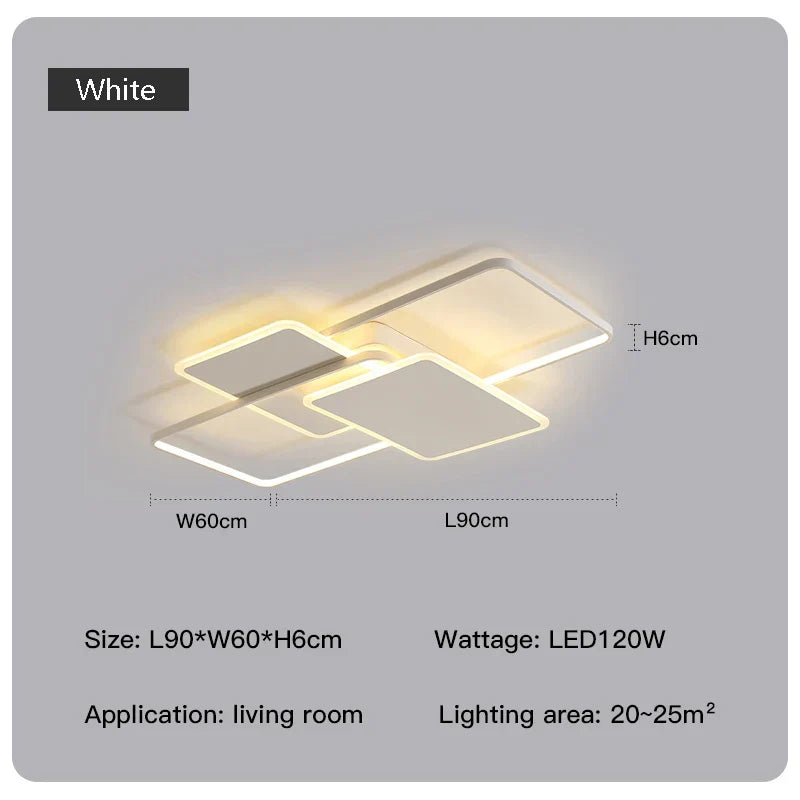 DecorBites™ LED Chandelier with Remote for Living Room, Bedroom - Modern White Ceiling Lamp