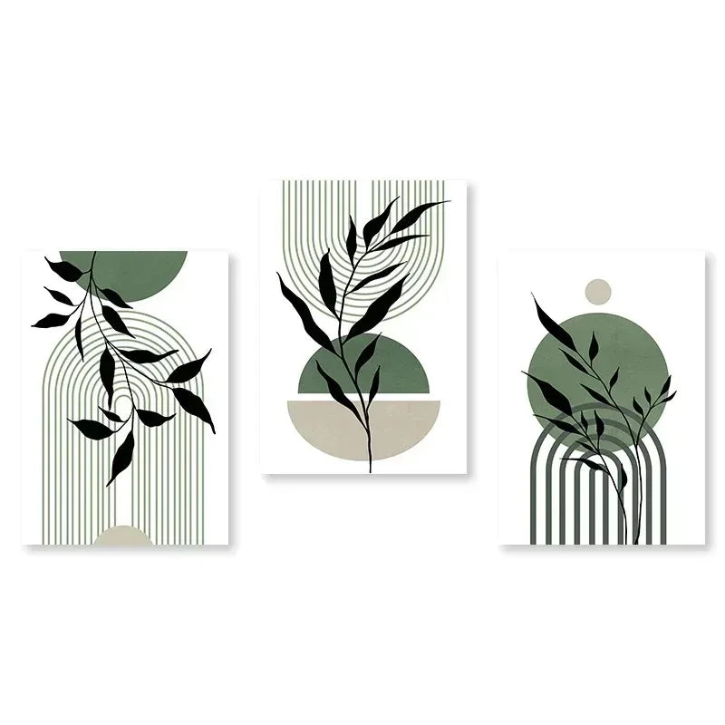 Abstract Green Plants Wall Art Trio - VIOLET/紫罗兰 / 50x70CM No Frame - Posters
