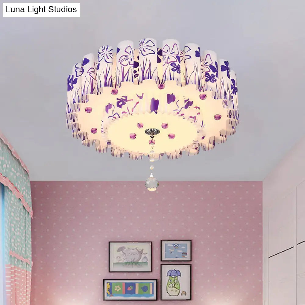 DecorBites™ DecorBites™ Acrylic Dual-Layered Flushmount Countryside LED Ceiling Lamp for Restaurants with Crystal Ball - Pink/Purple