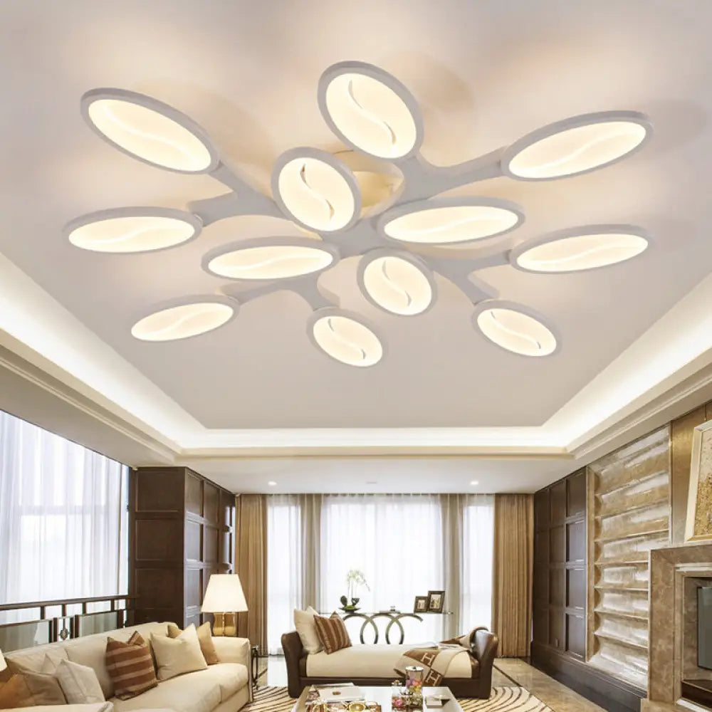 ديكوربايتس™ مصباح سقف بيضاوي أكريليك حديث LED بثلاثة أو ستة أو تسعة مصابيح، تركيب مدمج في السقف، إضاءة دافئة/بيضاء/طبيعية لغرفة الدراسة