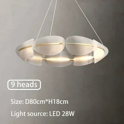 Acrylic Ring Chandelier for Dining Room - Dimmable - 9 heads / Warm White 3000k - Chandelier
