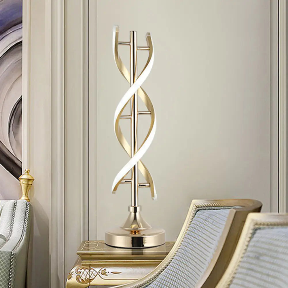 Acrylic Spiral LED Desk Lamp - Modern Small Task Lighting in Gold, Warm/White Light