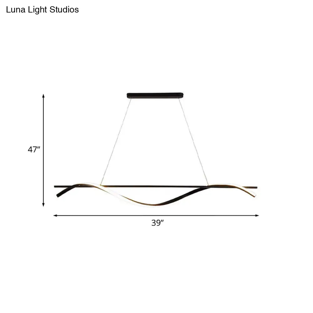 DecorBites™ Acrylic Swirling Island Pendant Light with LED, Black Hanging Ceiling Lamp (39"/47" W) in White/Warm Light