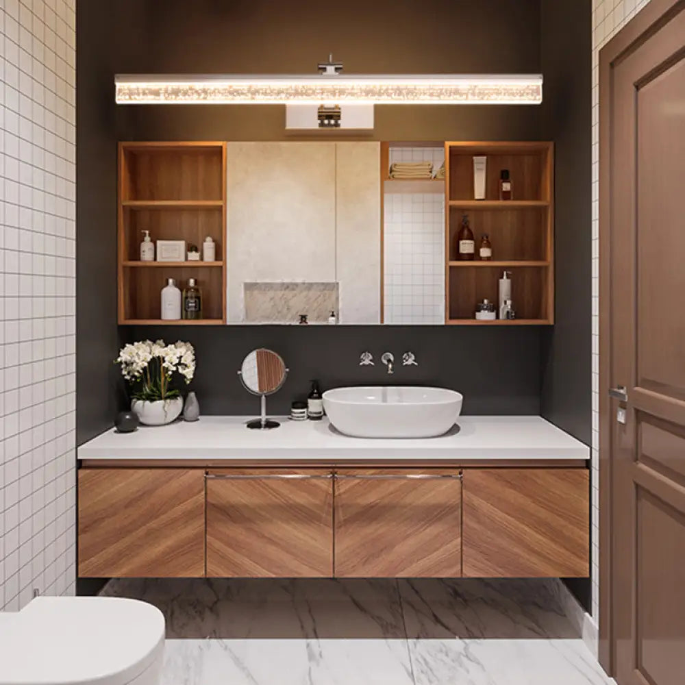 إضاءة تزيين LED قابلة للتعديل من DecorBites™ بلون الكروم العصري - تصميم خطي من الأكريليك، خيار الإضاءة الدافئة/البيضاء - عرض 16 بوصة/23.5 بوصة/31.5 بوصة