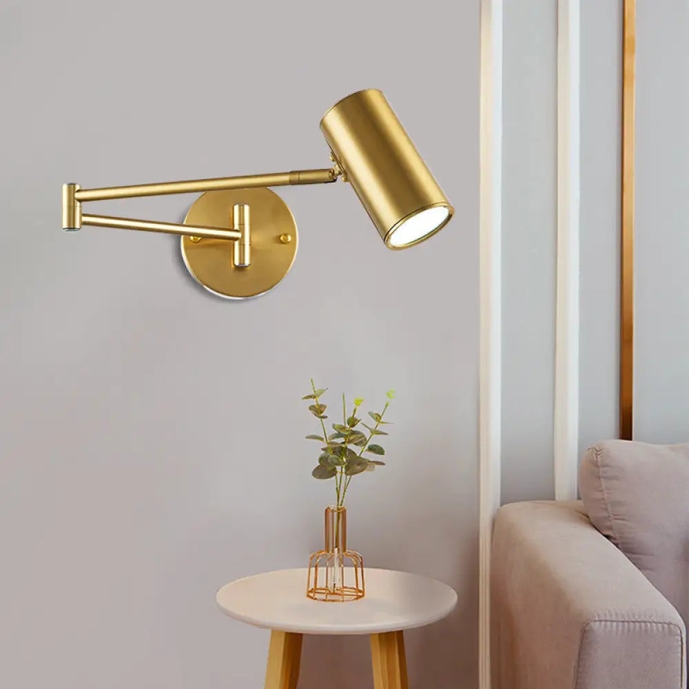 DecorBites™ Adjustable Minimalist Cylinder Wall Light for Bedside with Metallic Finish