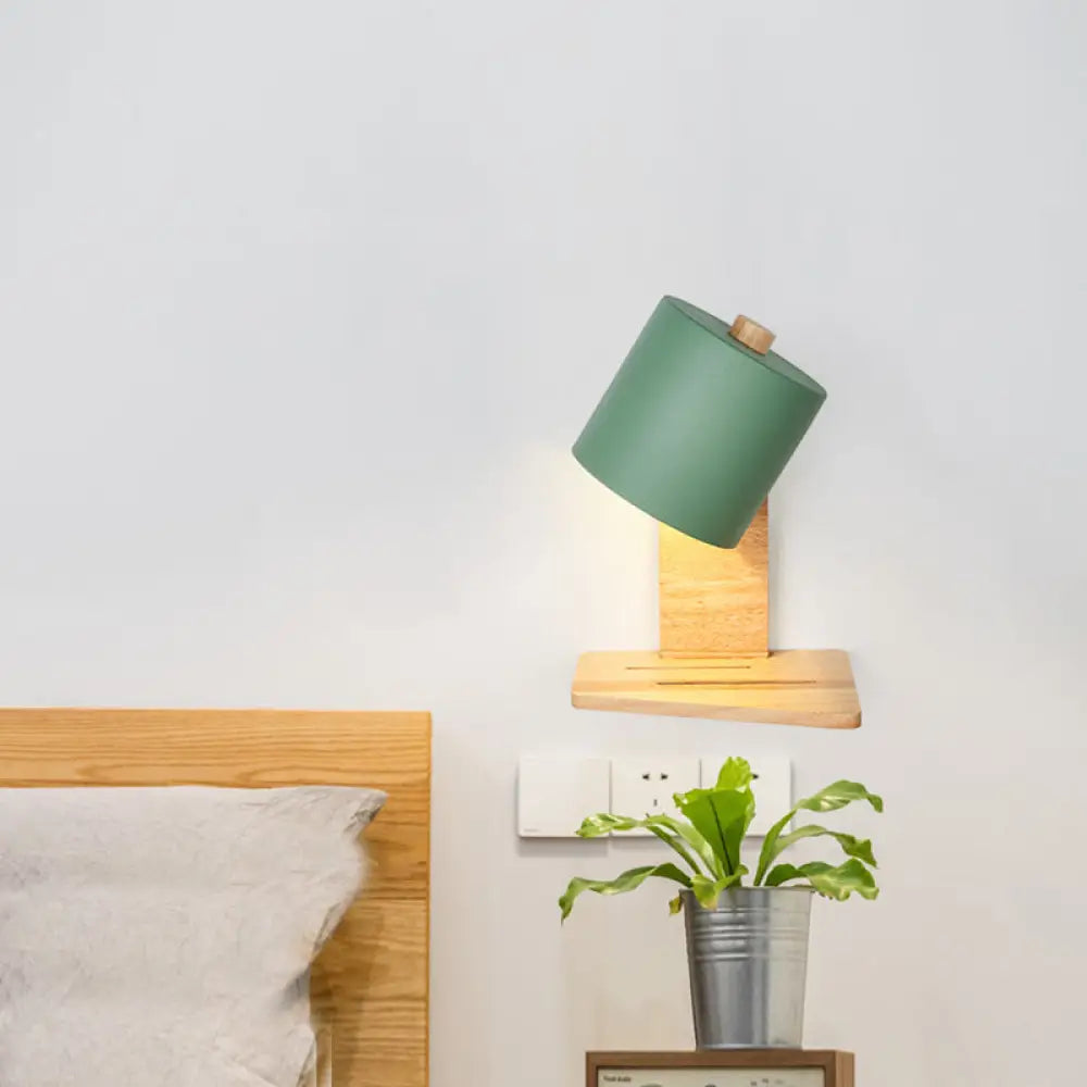 DecorBites™ Adjustable Nordic Metal Drum Wall Sconce with 1 Bulb: Gray/White/Green Bedside Light Fixture