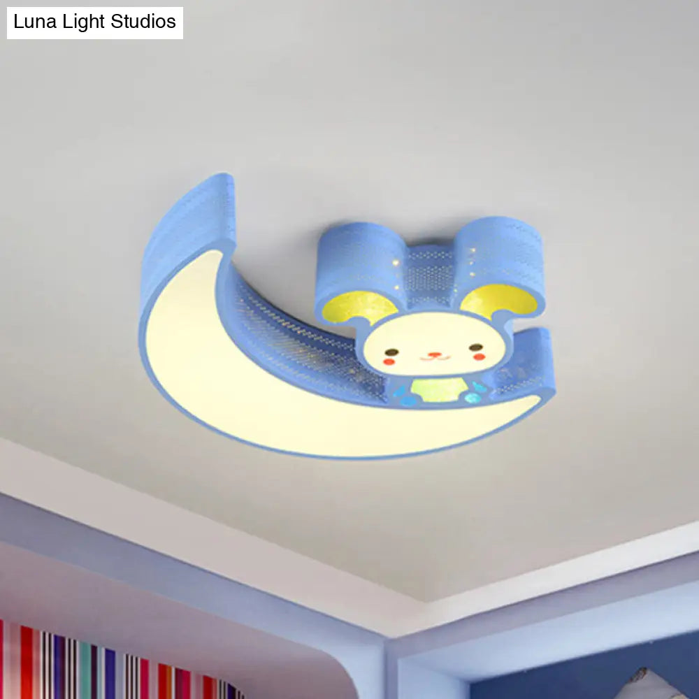 DecorBites™ DecorBites™ Adorable Acrylic Moon & Bunny LED Ceiling Lamp for Gamer Room