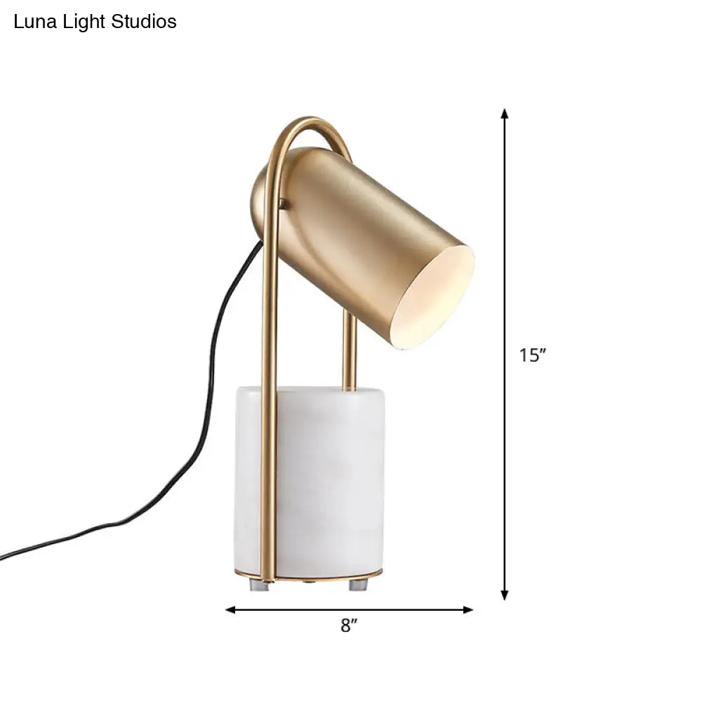 Aldib - Lámpara de mesa tipo campana de latón, diseño de 1 luz, con pedestal de mármol blanco