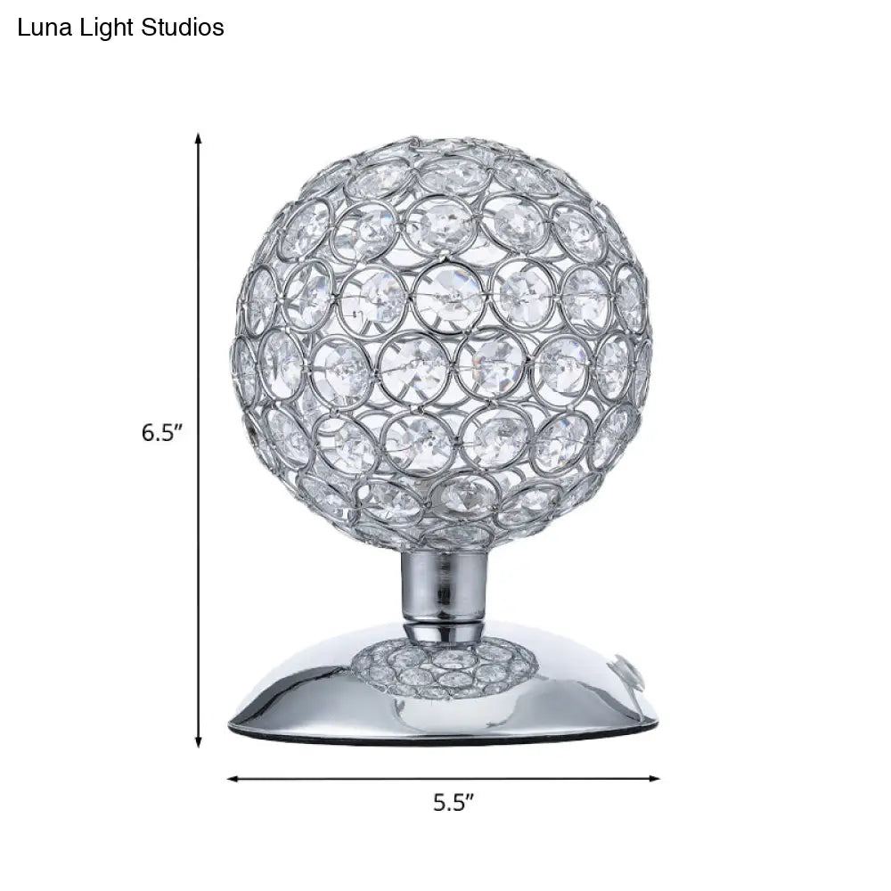 Alrakis - Lámpara de mesa de noche Sphere Sphere, moderna, con pantalla incrustada de cristal, 1 bombilla, cromada, pequeña, para escritorio