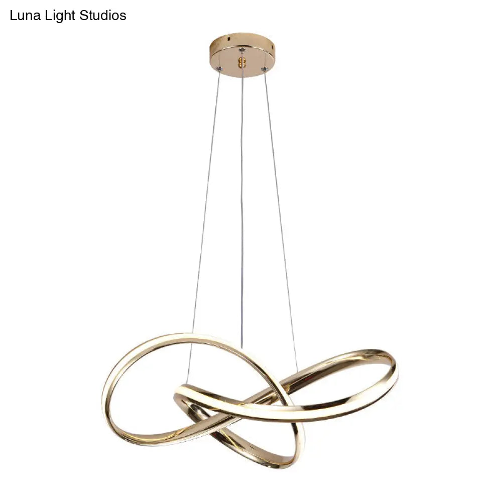 ثريا ألمنيوم ملتوية مع إضاءة ذهبية فنية LED لغرفة الطعام والسقف