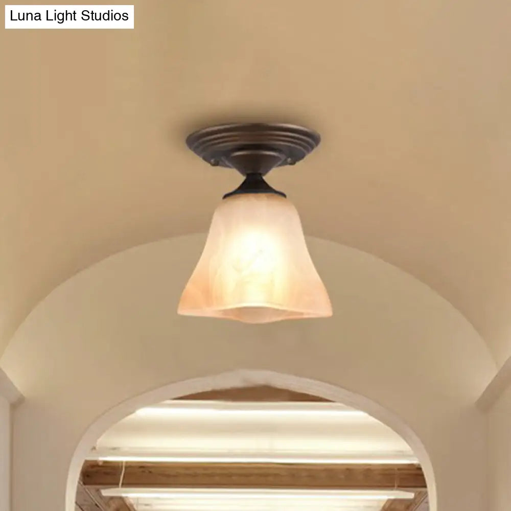 DecorBites™ DecorBites™ Amber Glass Bell Ceiling Light: Classic Semi-Flush Single Fixture for Living Room