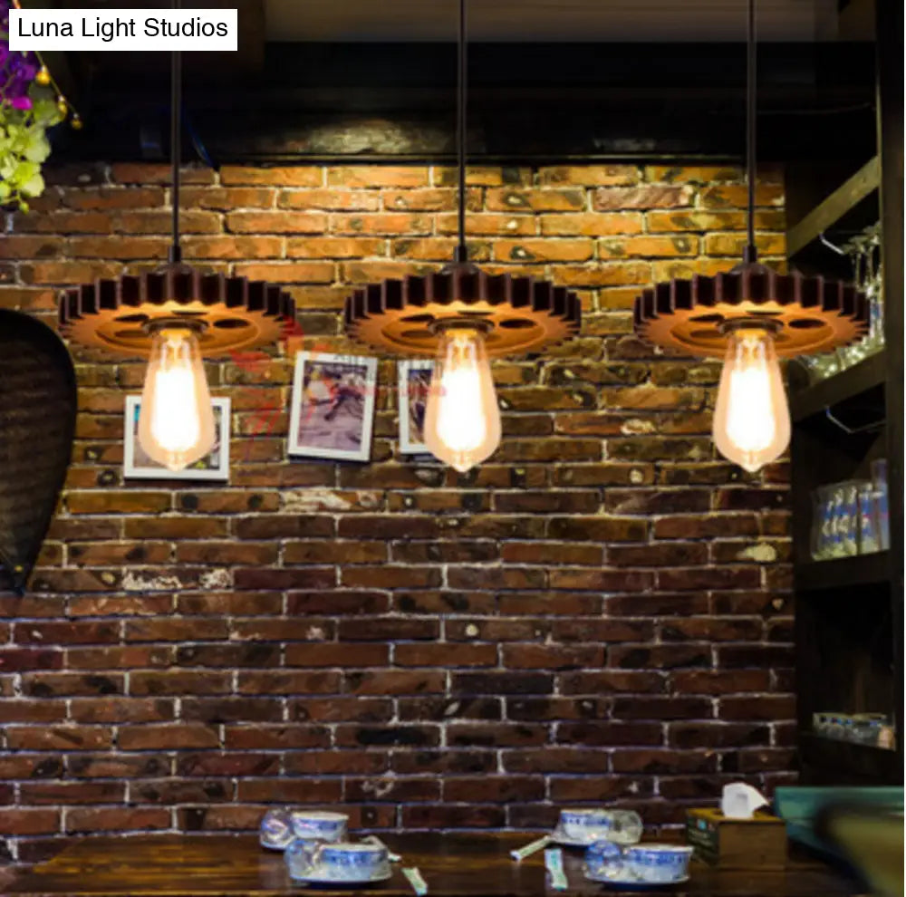 مصباح معلق من الحديد المطاوع باللون البرونزي العتيق - سلسلة قابلة للتعديل - ديكور غرفة الطعام