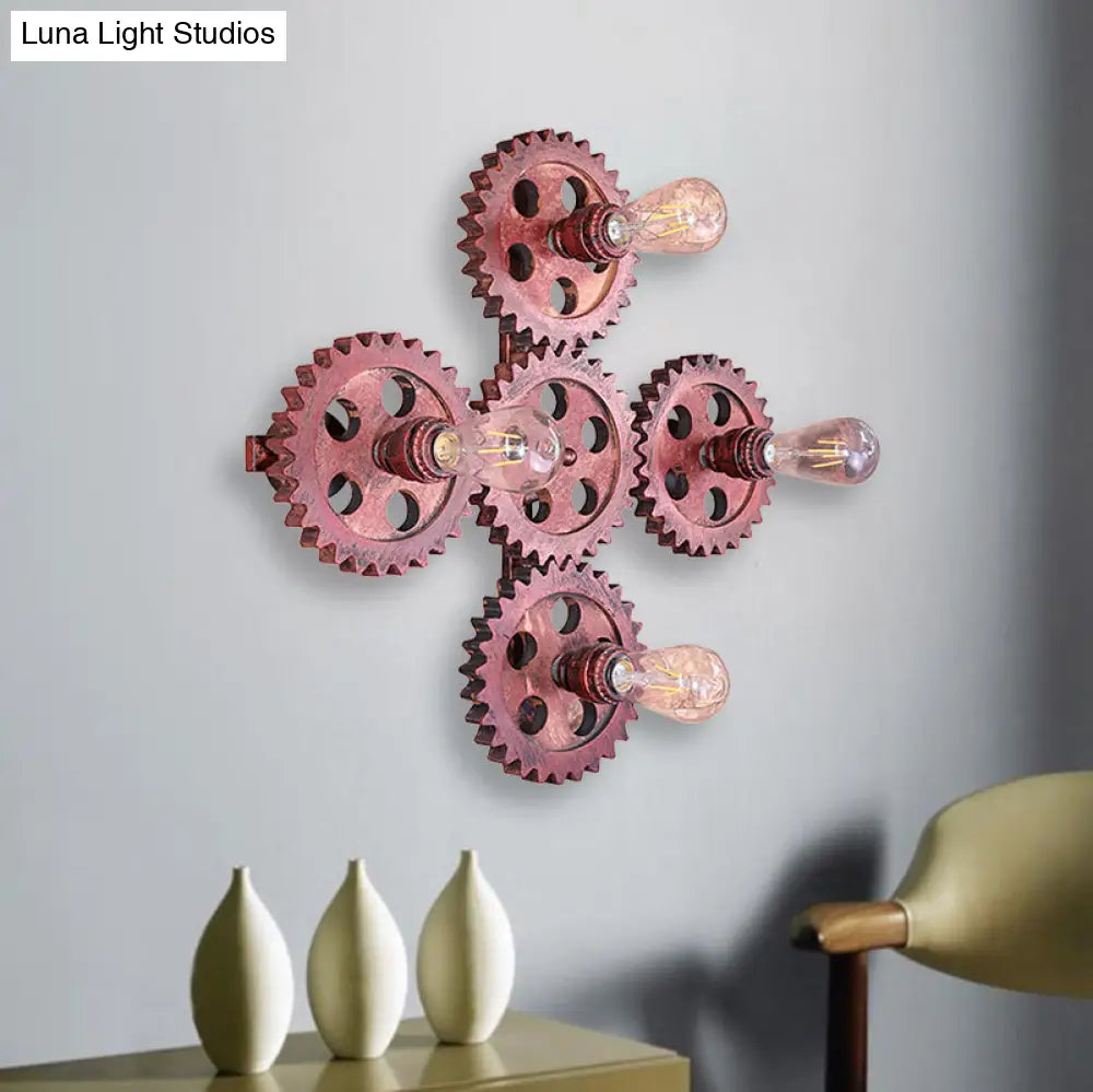 Aplique de pared antiguo de hierro forjado color óxido oscuro - Iluminación de pared con 4 luces para restaurantes