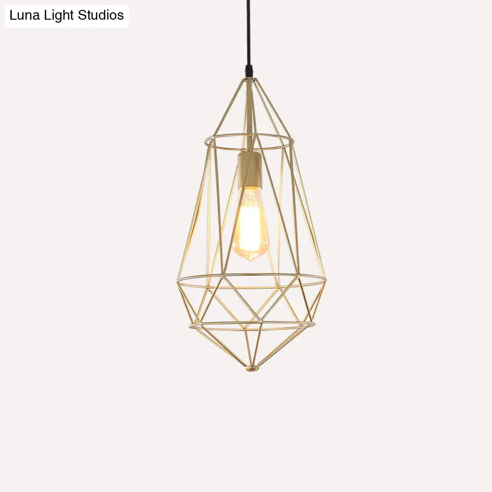 مصباح معلق من الحديد من الأحجار الكريمة العتيقة – تركيب معلق لغرفة الطعام مزود بمصباح واحد