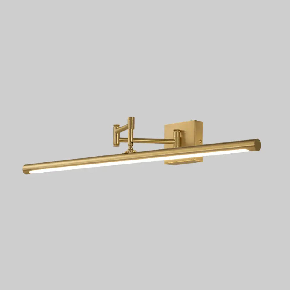 Antiqued Brass Tube Sconce with LED Wall Light - Perfect for Powder Room or Vanity