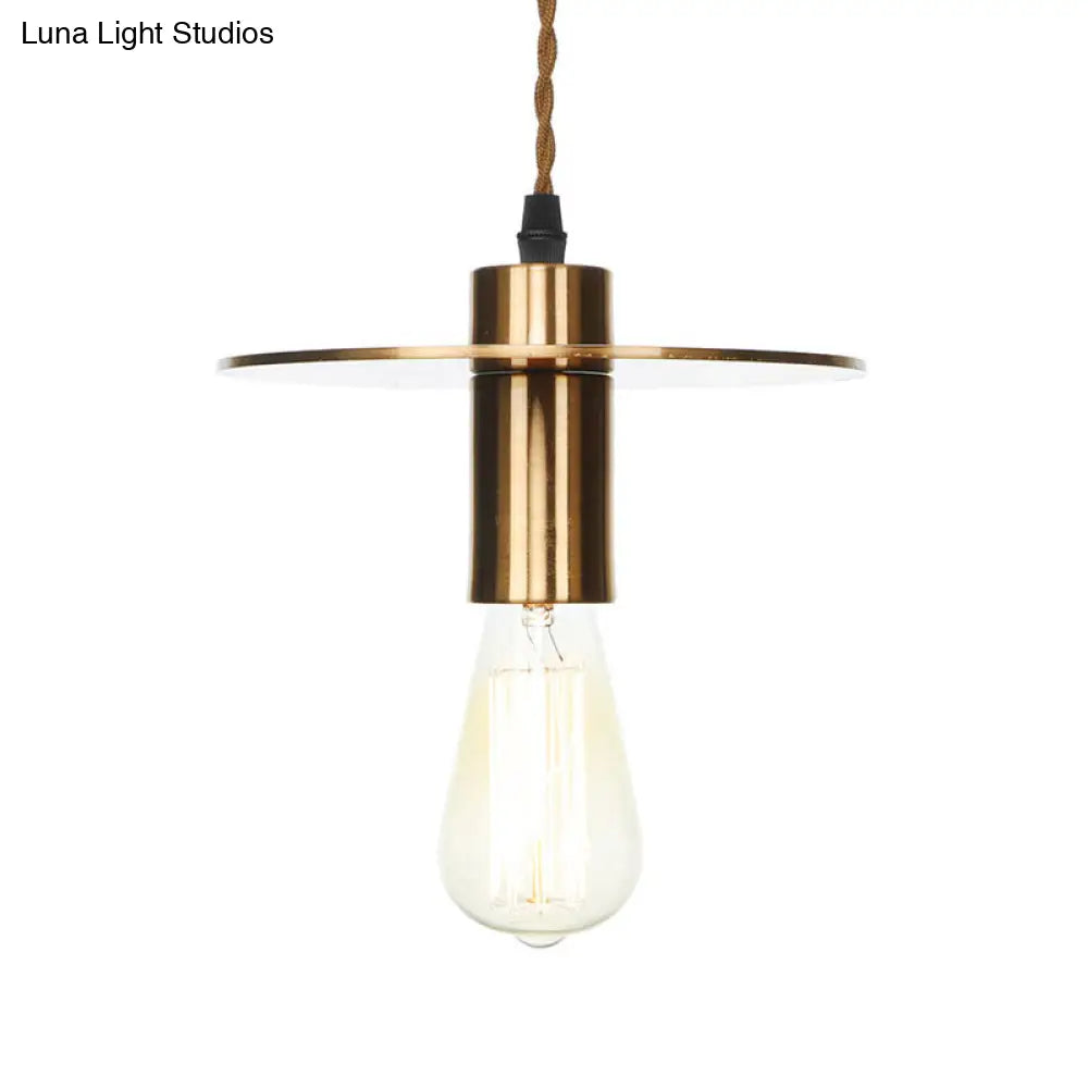 Lámpara colgante de techo de bronce envejecido - Diseño de disco/cúpula/cono, una bombilla, ideal para el comedor