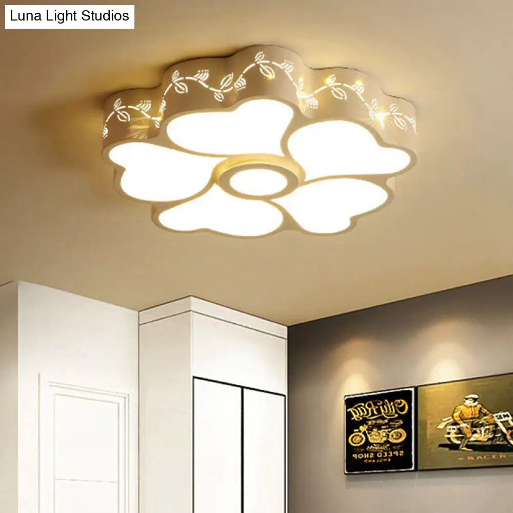 DecorBites™ Art Deco Flush Mount Kid's Bedroom Ceiling Light in White Acrylic