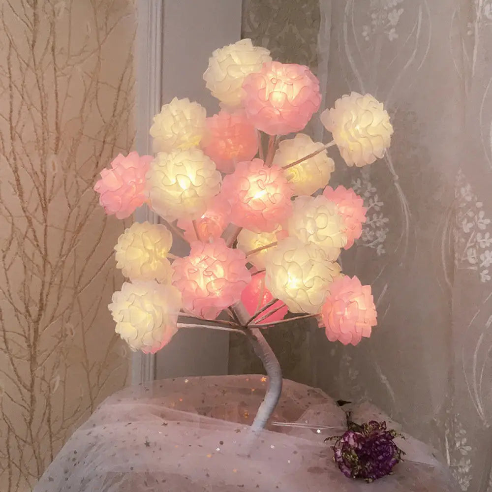 Lámpara de noche LED Art Déco: Luz nocturna floral con diseño ramificado - Blanca/Rosa/Azul para la decoración de la sala de estar